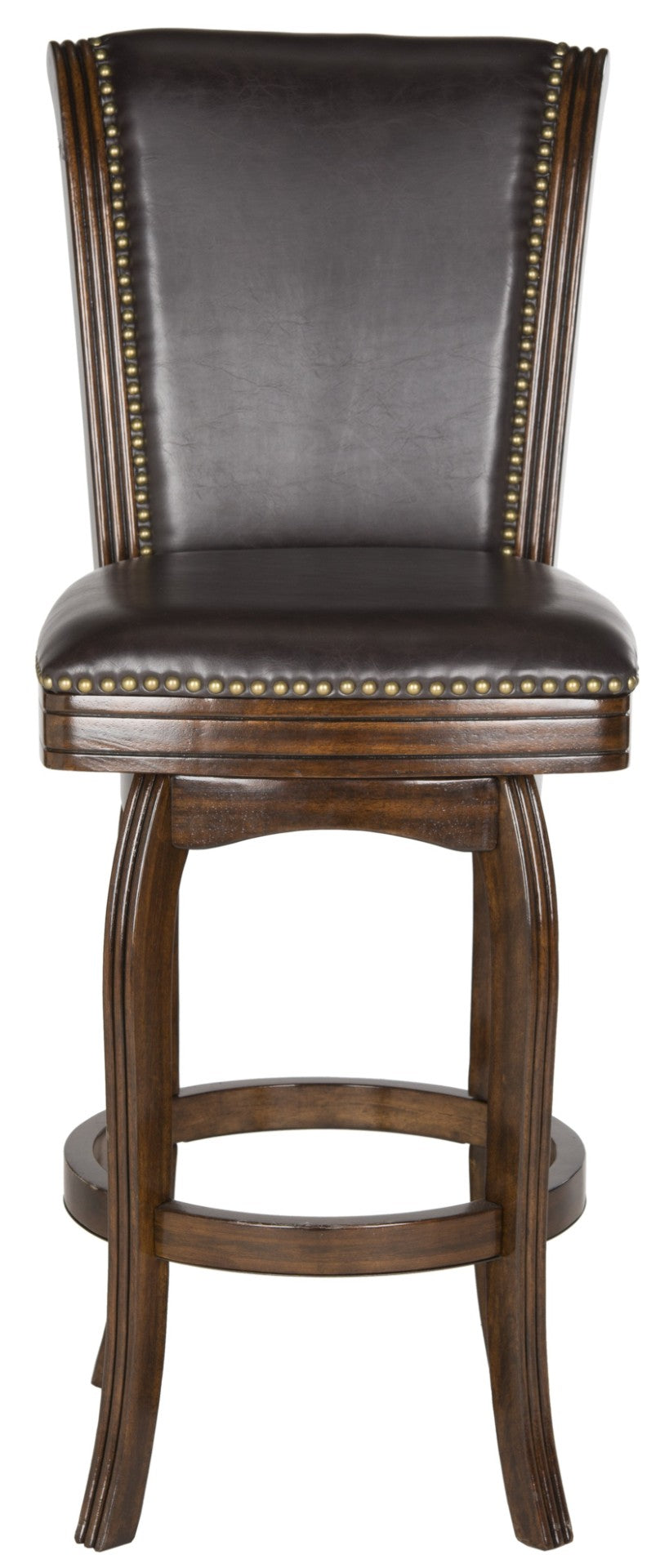 Safavieh Massimo Swivel Barstool - Elegant Pu Leather Design With Bronze Nailhead Trim For Stylish Comfort Espresso/Brown Seat FOX7008B