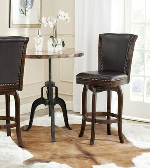 Safavieh Massimo Swivel Barstool - Elegant Pu Leather Design With Bronze Nailhead Trim For Stylish Comfort Espresso/Brown Seat FOX7008B