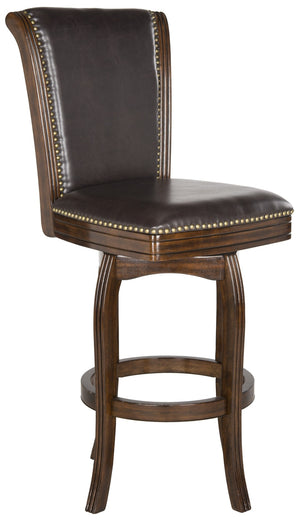 Safavieh Massimo Swivel Barstool - Elegant Pu Leather Design With Bronze Nailhead Trim For Stylish Comfort Espresso/Brown Seat FOX7008B