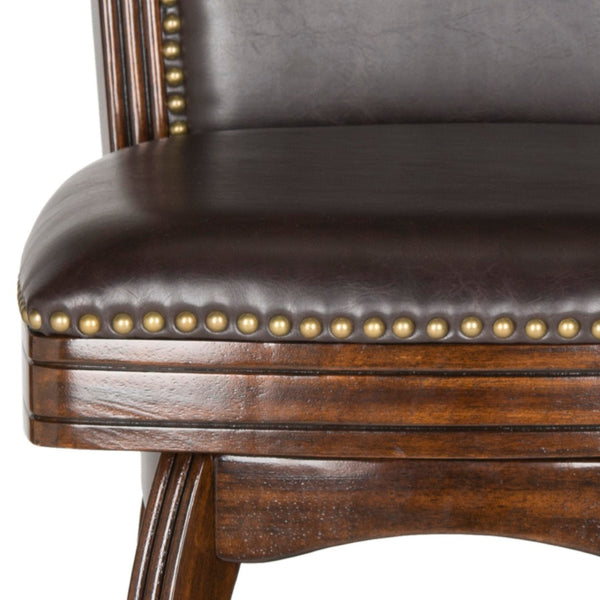 Safavieh Massimo Swivel Barstool - Elegant Pu Leather Design With Bronze Nailhead Trim For Stylish Comfort Espresso/Brown Seat FOX7008B