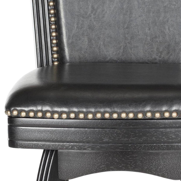 Safavieh Massimo Swivel Barstool - Elegant Pu Leather Design With Bronze Nailhead Trim For Stylish Comfort Black/Black Seat FOX7008C