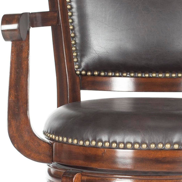 Safavieh Gitano Swivel Bar Stool - Elegant Dark Pu Leather Design With Bronze Nailhead Trim For Modern Spaces Espresso/Brown FOX7009B