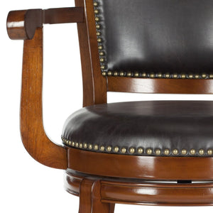 Safavieh Gitano Swivel Bar Stool - Elegant Dark Pu Leather Design With Bronze Nailhead Trim For Modern Spaces Walnut/Brown FOX7009D