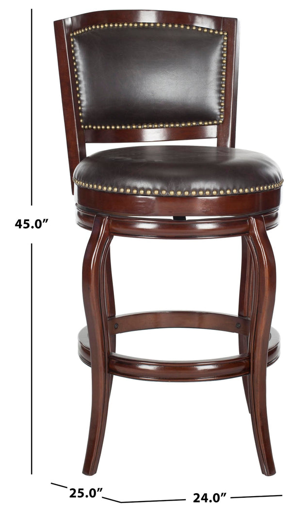 Safavieh Pasquale Swivel Bar Stool - Italian Bistro Elegance With Comfortable Upholstery And Classic Detailing Sierra/Brown FOX7011A