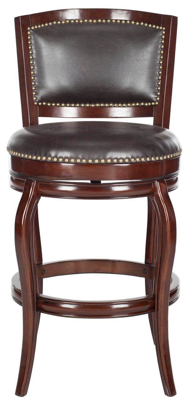 Safavieh Pasquale Swivel Bar Stool - Italian Bistro Elegance With Comfortable Upholstery And Classic Detailing Sierra/Brown FOX7011A