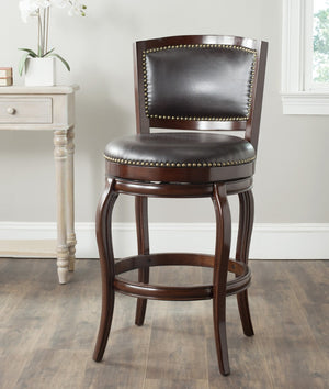 Safavieh Pasquale Swivel Bar Stool - Italian Bistro Elegance With Comfortable Upholstery And Classic Detailing Sierra/Brown FOX7011A