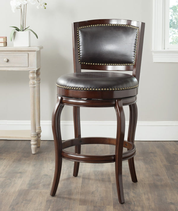 Safavieh Pasquale Swivel Bar Stool - Italian Bistro Elegance With Comfortable Upholstery And Classic Detailing Sierra/Brown FOX7011A