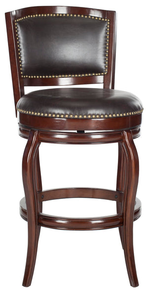 Safavieh Pasquale Swivel Bar Stool - Italian Bistro Elegance With Comfortable Upholstery And Classic Detailing Sierra/Brown FOX7011A