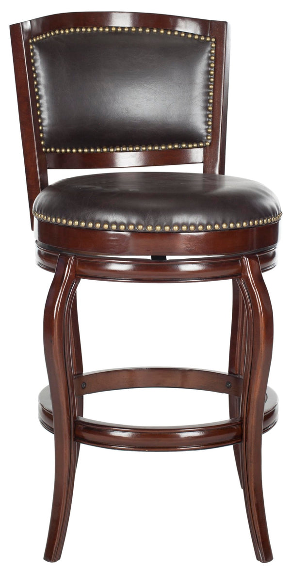 Safavieh Pasquale Swivel Bar Stool - Italian Bistro Elegance With Comfortable Upholstery And Classic Detailing Sierra/Brown FOX7011A