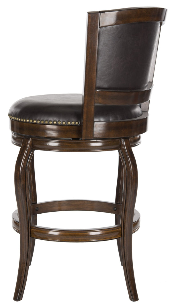 Safavieh Pasquale Swivel Bar Stool - Italian Bistro Elegance With Comfortable Upholstery And Classic Detailing Espresso/Brown FOX7011B