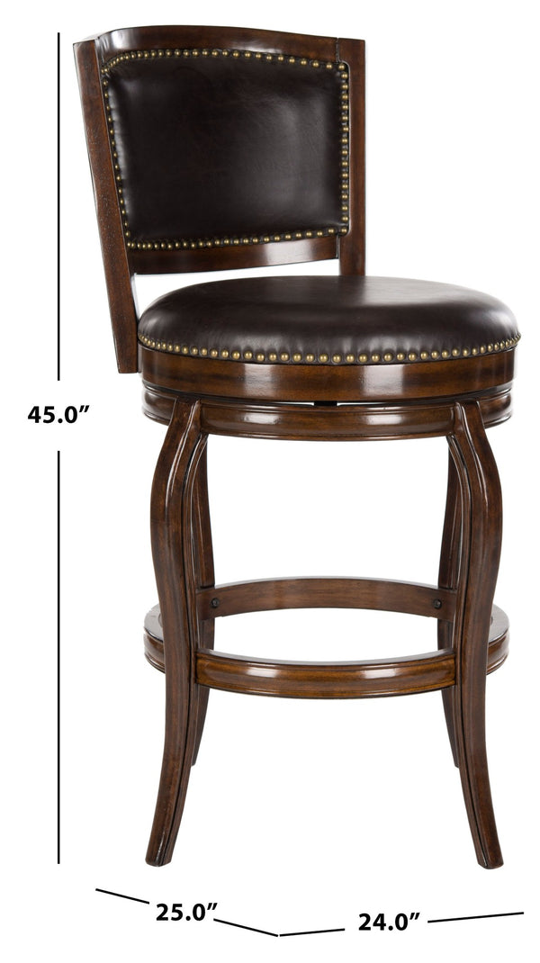 Safavieh Pasquale Swivel Bar Stool - Italian Bistro Elegance With Comfortable Upholstery And Classic Detailing Espresso/Brown FOX7011B