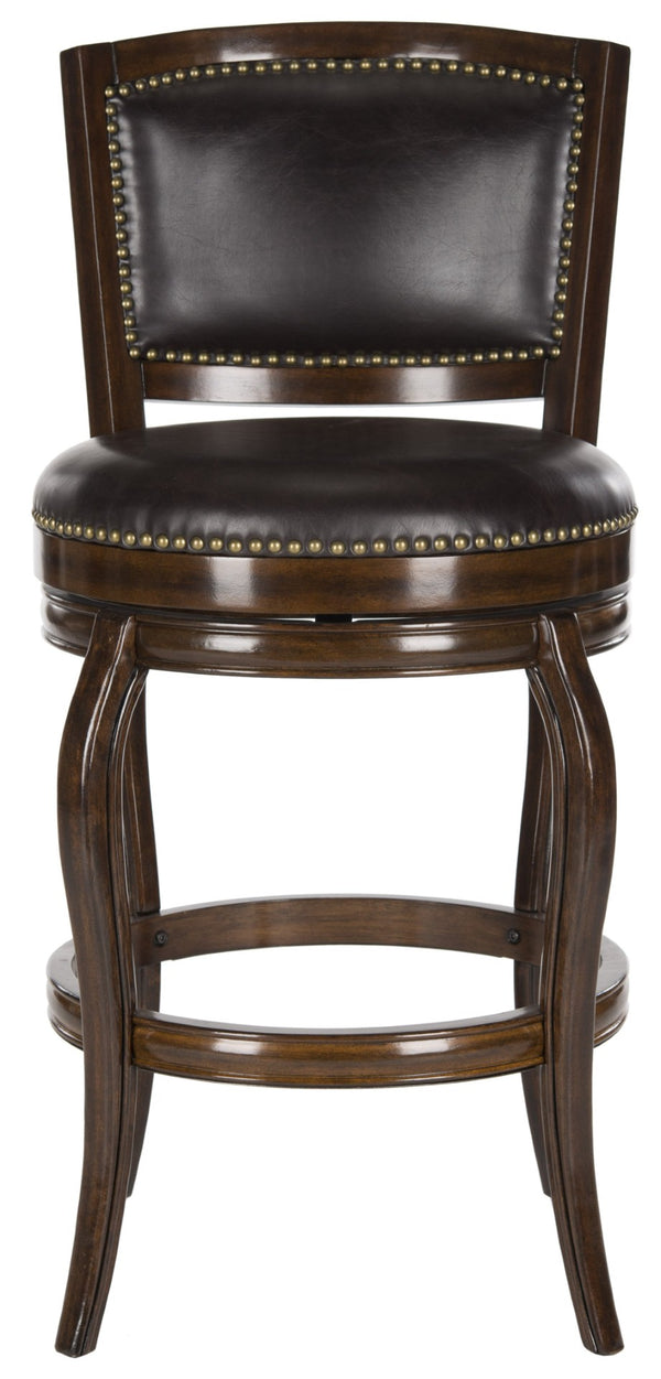 Safavieh Pasquale Swivel Bar Stool - Italian Bistro Elegance With Comfortable Upholstery And Classic Detailing Espresso/Brown FOX7011B