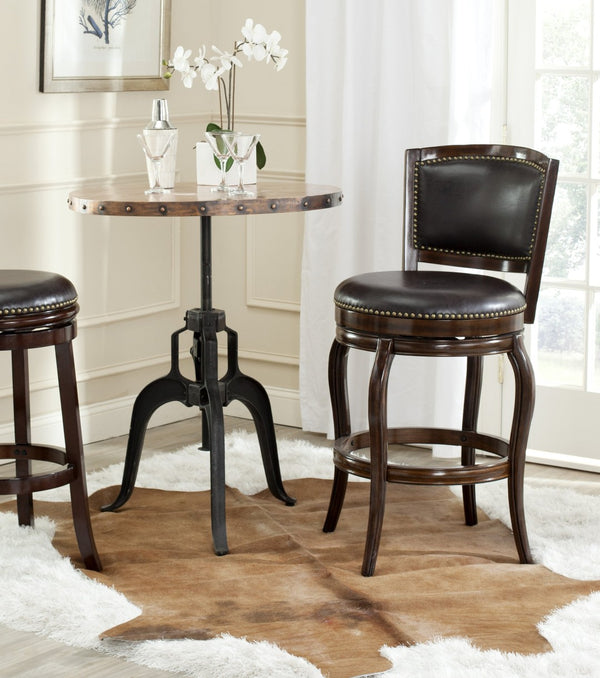 Safavieh Pasquale Swivel Bar Stool - Italian Bistro Elegance With Comfortable Upholstery And Classic Detailing Espresso/Brown FOX7011B