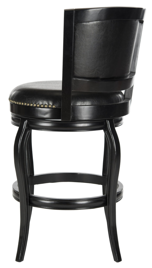 Safavieh Pasquale Swivel Bar Stool - Italian Bistro Elegance With Comfortable Upholstery And Classic Detailing Black/Black FOX7011C