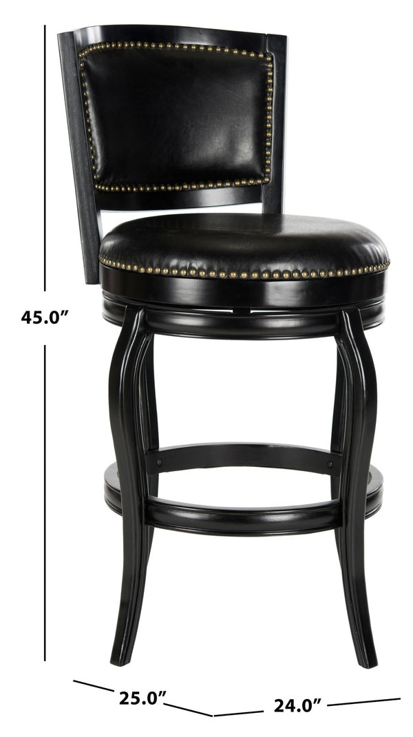 Safavieh Pasquale Swivel Bar Stool - Italian Bistro Elegance With Comfortable Upholstery And Classic Detailing Black/Black FOX7011C