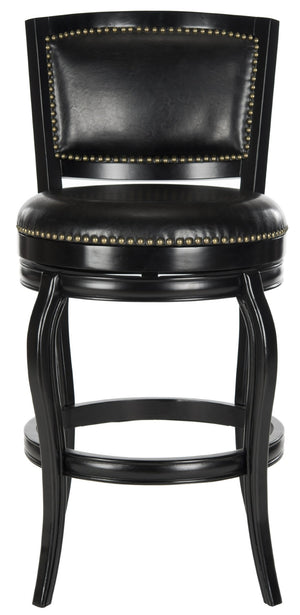 Safavieh Pasquale Swivel Bar Stool - Italian Bistro Elegance With Comfortable Upholstery And Classic Detailing Black/Black FOX7011C