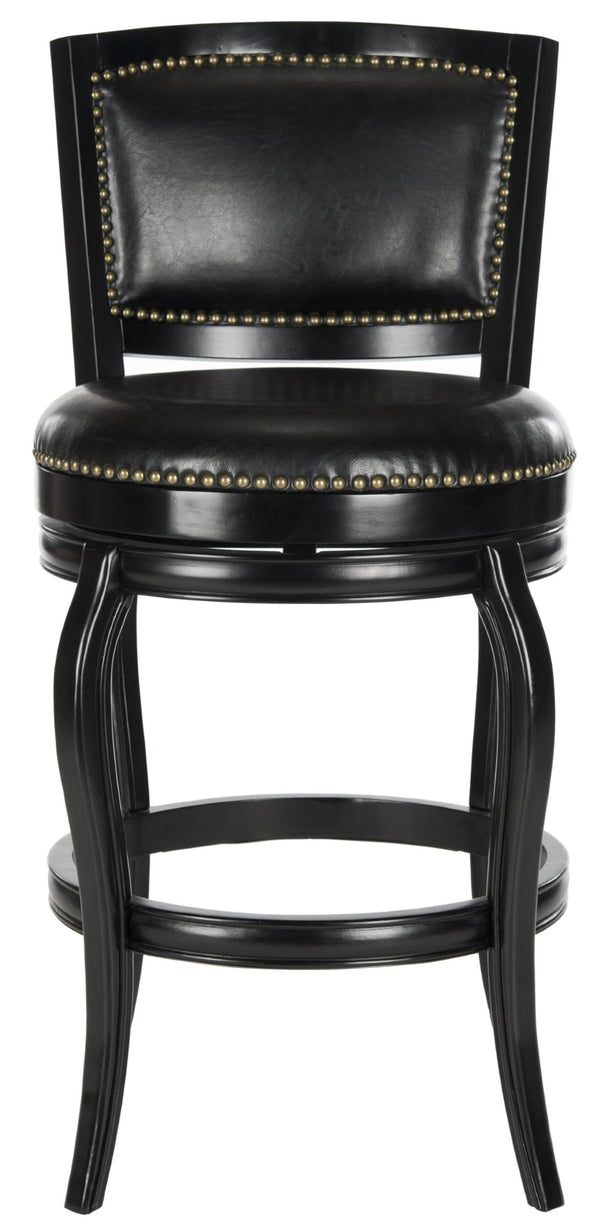 Safavieh Pasquale Swivel Bar Stool - Italian Bistro Elegance With Comfortable Upholstery And Classic Detailing Black/Black FOX7011C