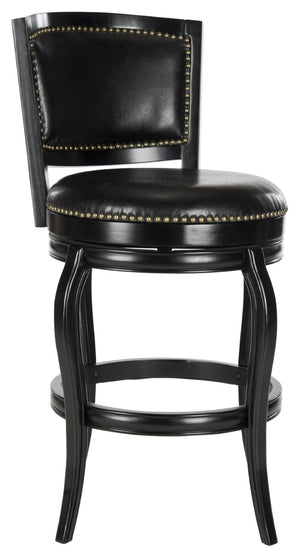 Safavieh Pasquale Swivel Bar Stool - Italian Bistro Elegance With Comfortable Upholstery And Classic Detailing Black/Black FOX7011C