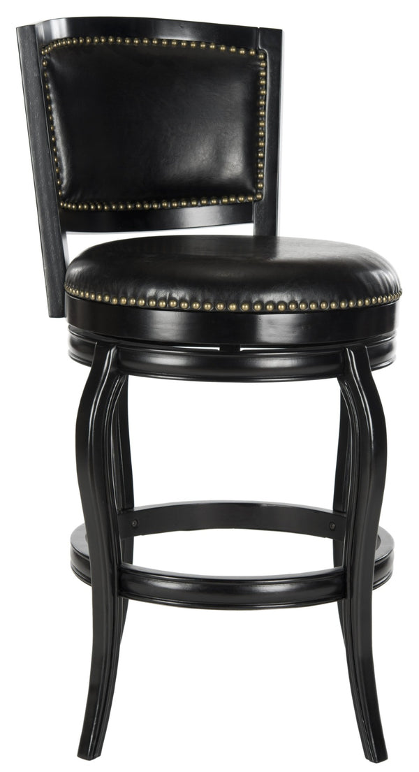 Safavieh Pasquale Swivel Bar Stool - Italian Bistro Elegance With Comfortable Upholstery And Classic Detailing Black/Black FOX7011C