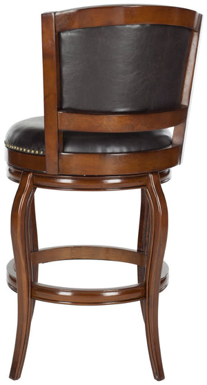 Safavieh Pasquale Swivel Bar Stool - Italian Bistro Elegance With Comfortable Upholstery And Classic Detailing Walnut/Brown FOX7011D
