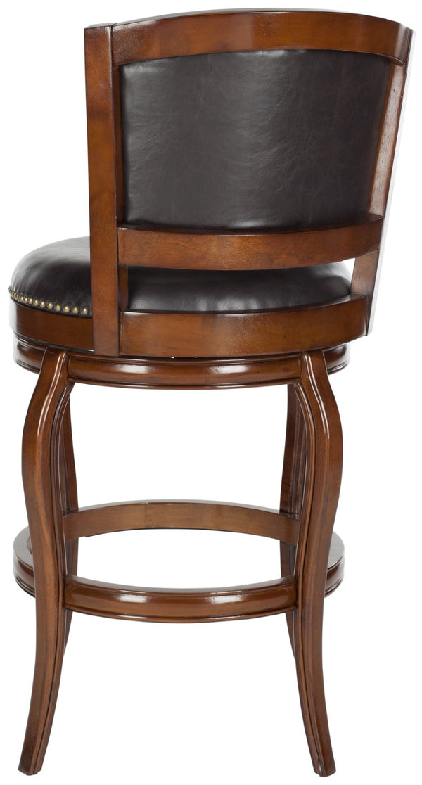 Safavieh Pasquale Swivel Bar Stool - Italian Bistro Elegance With Comfortable Upholstery And Classic Detailing Walnut/Brown FOX7011D
