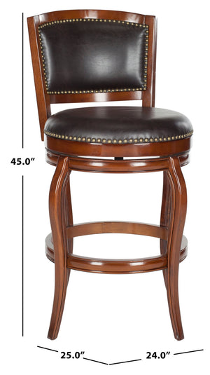 Safavieh Pasquale Swivel Bar Stool - Italian Bistro Elegance With Comfortable Upholstery And Classic Detailing Walnut/Brown FOX7011D