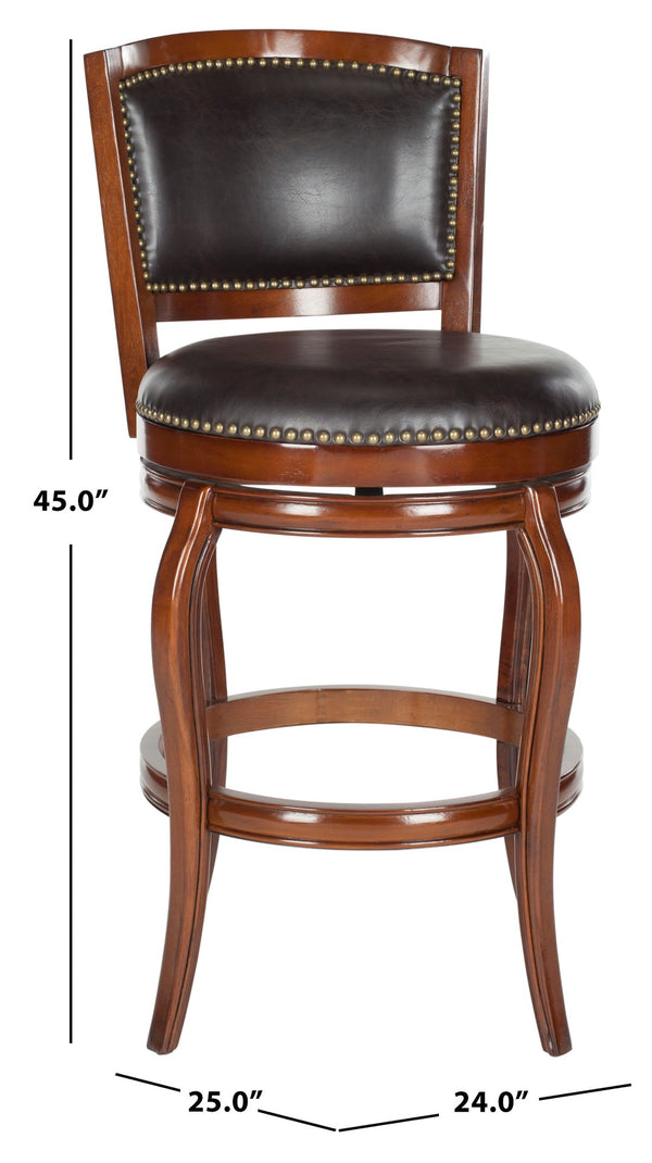 Safavieh Pasquale Swivel Bar Stool - Italian Bistro Elegance With Comfortable Upholstery And Classic Detailing Walnut/Brown FOX7011D
