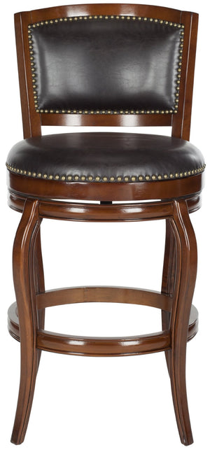 Safavieh Pasquale Swivel Bar Stool - Italian Bistro Elegance With Comfortable Upholstery And Classic Detailing Walnut/Brown FOX7011D