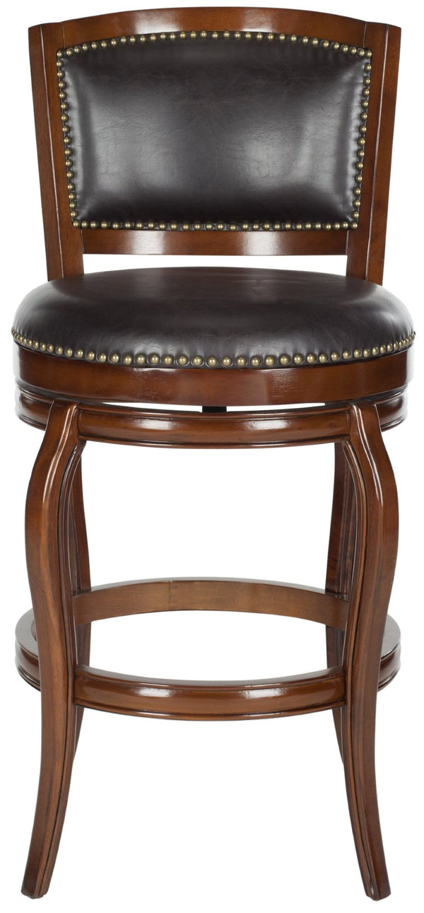 Safavieh Pasquale Swivel Bar Stool - Italian Bistro Elegance With Comfortable Upholstery And Classic Detailing Walnut/Brown FOX7011D