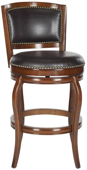 Safavieh Pasquale Swivel Bar Stool - Italian Bistro Elegance With Comfortable Upholstery And Classic Detailing Walnut/Brown FOX7011D