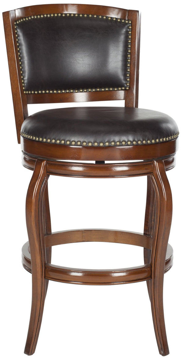 Safavieh Pasquale Swivel Bar Stool - Italian Bistro Elegance With Comfortable Upholstery And Classic Detailing Walnut/Brown FOX7011D