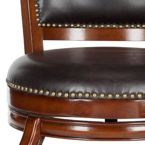 Safavieh Pasquale Swivel Bar Stool - Italian Bistro Elegance With Comfortable Upholstery And Classic Detailing Walnut/Brown FOX7011D