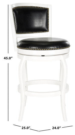 Safavieh Pasquale Swivel Bar Stool - Italian Bistro Elegance With Comfortable Upholstery And Classic Detailing White/Black FOX7011E
