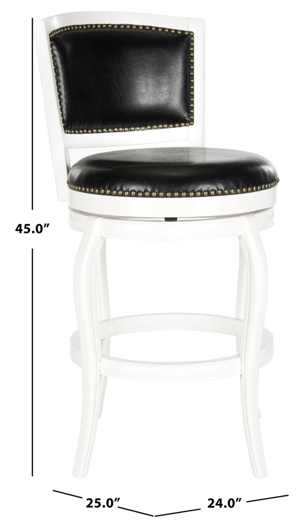 Safavieh Pasquale Swivel Bar Stool - Italian Bistro Elegance With Comfortable Upholstery And Classic Detailing White/Black FOX7011E