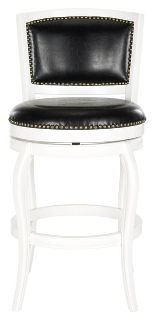 Safavieh Pasquale Swivel Bar Stool - Italian Bistro Elegance With Comfortable Upholstery And Classic Detailing White/Black FOX7011E