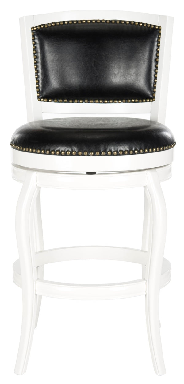 Safavieh Pasquale Swivel Bar Stool - Italian Bistro Elegance With Comfortable Upholstery And Classic Detailing White/Black FOX7011E