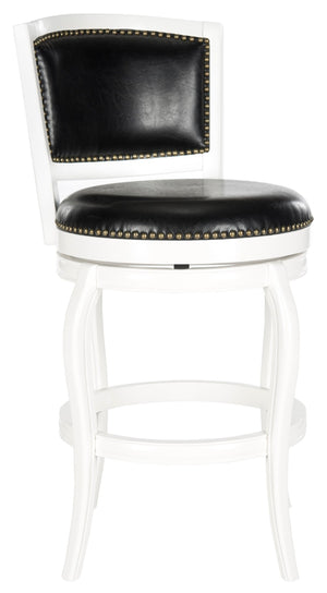 Safavieh Pasquale Swivel Bar Stool - Italian Bistro Elegance With Comfortable Upholstery And Classic Detailing White/Black FOX7011E