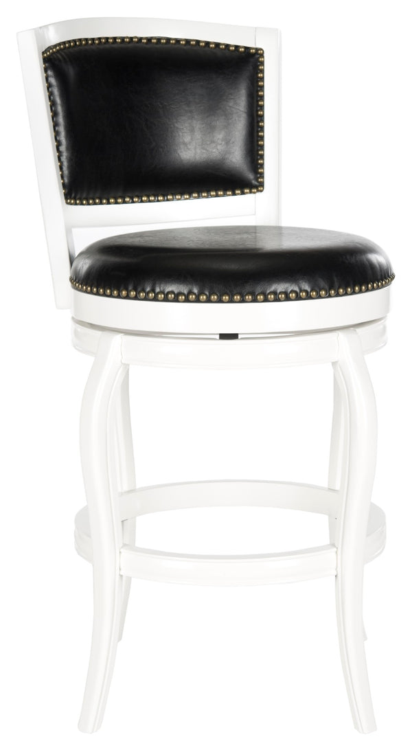 Safavieh Pasquale Swivel Bar Stool - Italian Bistro Elegance With Comfortable Upholstery And Classic Detailing White/Black FOX7011E