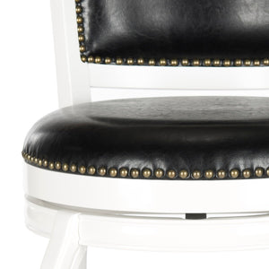 Safavieh Pasquale Swivel Bar Stool - Italian Bistro Elegance With Comfortable Upholstery And Classic Detailing White/Black FOX7011E