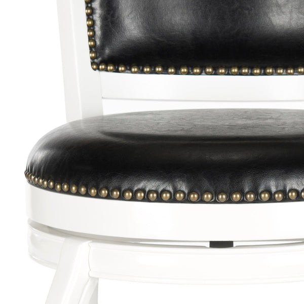 Safavieh Pasquale Swivel Bar Stool - Italian Bistro Elegance With Comfortable Upholstery And Classic Detailing White/Black FOX7011E