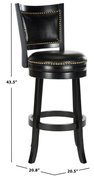 Safavieh Lazzaro Swivel Bar Stool - Elegant Design With 360° Mobility, Perfect For Home Bars And Lounges Black/Black FOX7012C
