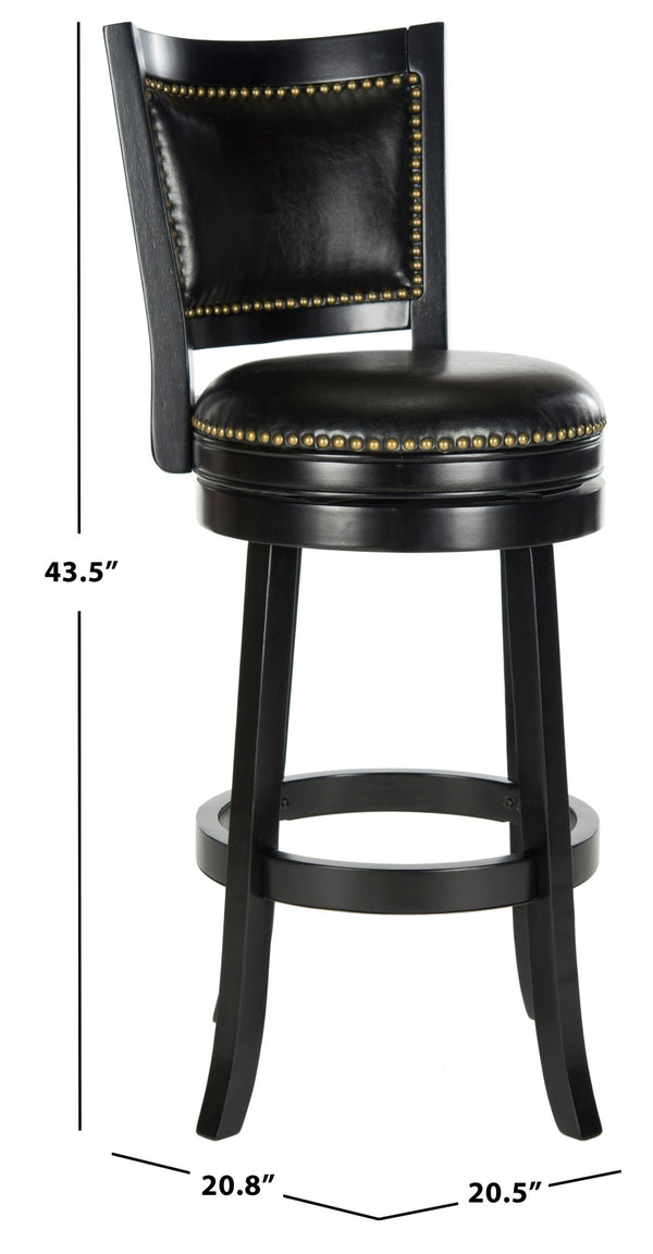 Safavieh Lazzaro Swivel Bar Stool - Elegant Design With 360° Mobility, Perfect For Home Bars And Lounges Black/Black FOX7012C