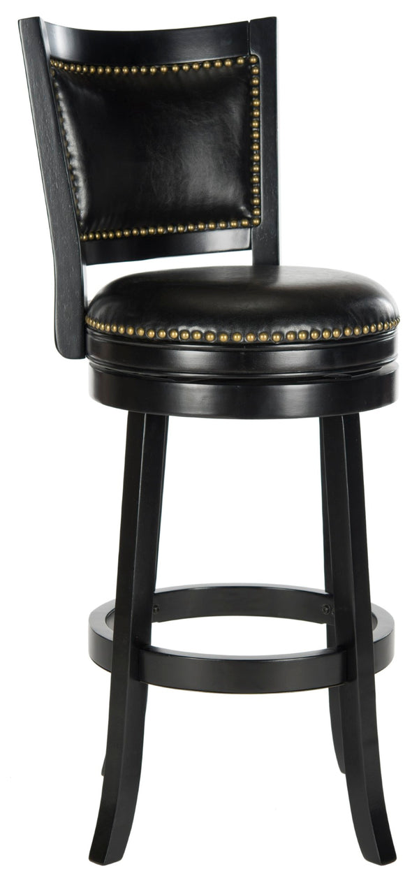 Safavieh Lazzaro Swivel Bar Stool - Elegant Design With 360° Mobility, Perfect For Home Bars And Lounges Black/Black FOX7012C
