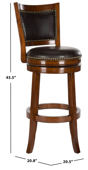 Safavieh Lazzaro Swivel Bar Stool - Elegant Design With 360° Mobility, Perfect For Home Bars And Lounges Walnut/Brown FOX7012D