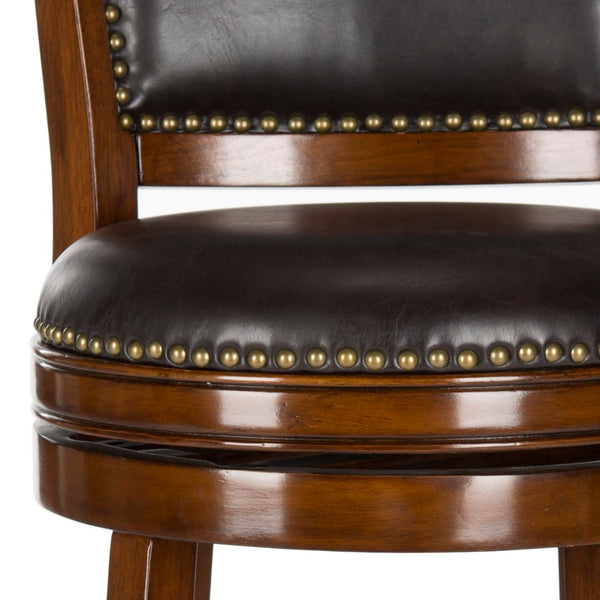 Safavieh Lazzaro Swivel Bar Stool - Elegant Design With 360° Mobility, Perfect For Home Bars And Lounges Walnut/Brown FOX7012D