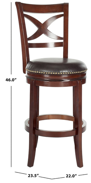 Safavieh Santino Swivel Bar Stool - Elegant X-Back Design With 360-Degree Swivel For Modern Comfort & Style Sierra/Brown FOX7013A