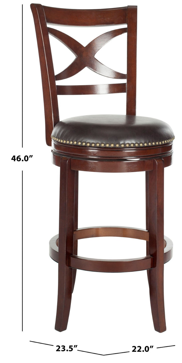 Safavieh Santino Swivel Bar Stool - Elegant X-Back Design With 360-Degree Swivel For Modern Comfort & Style Sierra/Brown FOX7013A