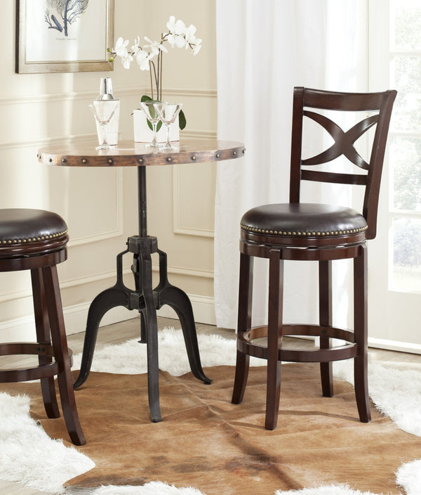 Safavieh Santino Swivel Bar Stool - Elegant X-Back Design With 360-Degree Swivel For Modern Comfort & Style Sierra/Brown FOX7013A