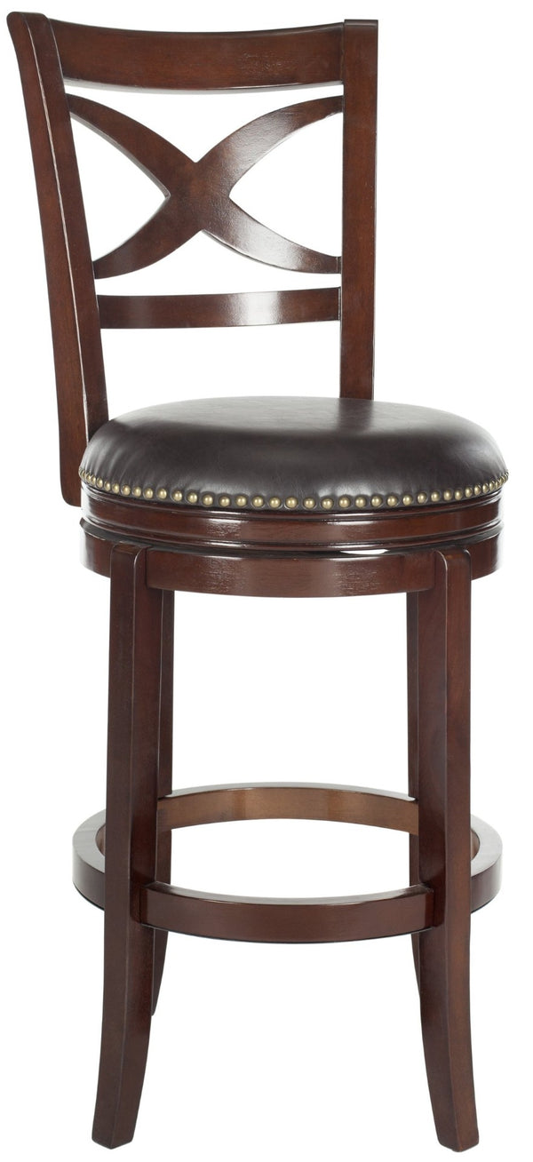 Safavieh Santino Swivel Bar Stool - Elegant X-Back Design With 360-Degree Swivel For Modern Comfort & Style Sierra/Brown FOX7013A