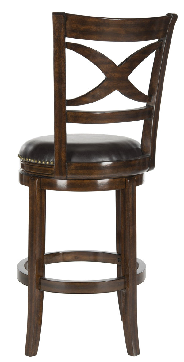 Safavieh Santino Swivel Bar Stool - Elegant X-Back Design With 360-Degree Swivel For Modern Comfort & Style Espresso/Brown FOX7013B